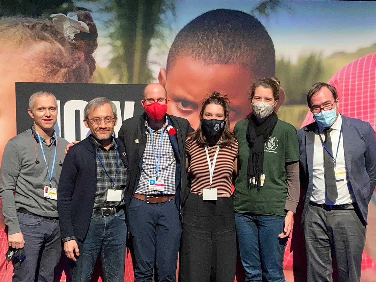 Bliss (far right) and other Canadians from the Christian Climate Observers Program meet with Mike Morrice, Green Party MP from Kitchener Centre, at COP26 in Glasgow. Photo: Contributed by Lowell Bliss